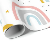 Leuke Pastel Blauw Blush Blauwgroen Boho Regenboog Cadeaupapier (Rol Hoek)