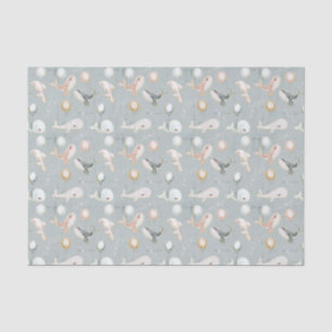 Leuke Pastel Blauw Roze Grijze Walvis Dolfijn Ball Tissuepapier