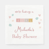 Leuke Pastel Blocks Meisje Baby shower Servet (Voorkant)