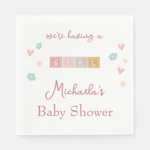 Leuke Pastel Blocks Meisje Baby shower Servet