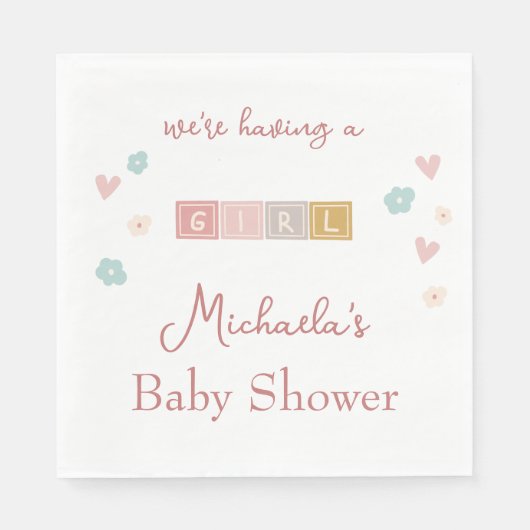 Leuke Pastel Blocks Meisje Baby shower Servet (Voorkant)