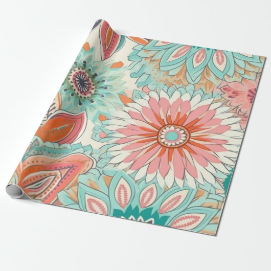 Leuke Pastel Boho Chic Cadeaupapier (Uitgerold)