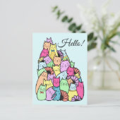 Leuke Pastel Cats Briefkaart (Staand voorkant)