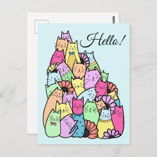 Leuke Pastel Cats Briefkaart (Voorkant / Achterkant)