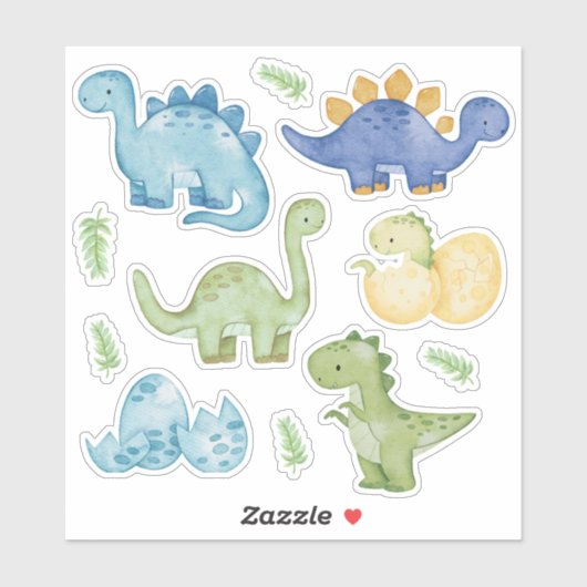 Leuke Pastel Dinosaurussen Waterverf Dino Sticker (Vel)