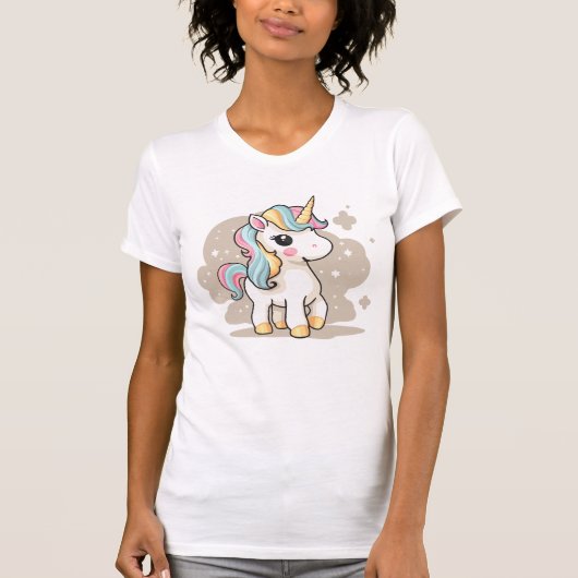 Leuke Pastel Eenhoorn Grijs T-shirt (Voorkant)