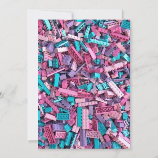 Leuke Pastel Gekleurde Bouwstenen Verjaardag Kaart (Achterkant)