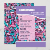 Leuke Pastel Gekleurde Bouwstenen Verjaardag Kaart (Voorkant / Achterkant)