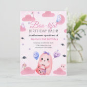 Leuke Pastel Ghost Halloween Verjaardag Uitnodigin Kaart (Staand voorkant)