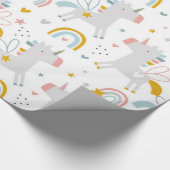 Leuke Pastel Grey Blush Blauwgroen Boho Eenhoorn R Cadeaupapier (Hoek)