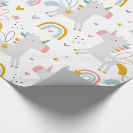 Leuke Pastel Grey Blush Blauwgroen Boho Eenhoorn R Cadeaupapier (Hoek)