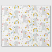 Leuke Pastel Grey Blush Blauwgroen Boho Eenhoorn R Cadeaupapier (Vlak)