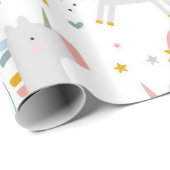 Leuke Pastel Grey Blush Blauwgroen Boho Eenhoorn R Cadeaupapier (Rol Hoek)