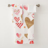 Leuke Pastel hart Patroon Badhanddoek Set Bad Handdoek (Insitu)