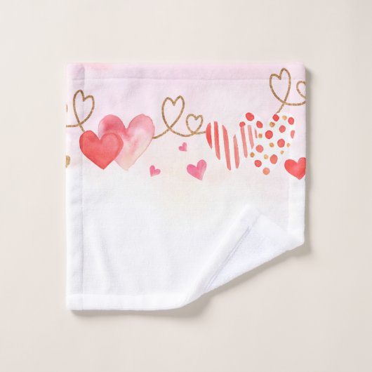 Leuke Pastel hart Patroon Badhanddoek Set Bad Handdoek (Wasdoekje)