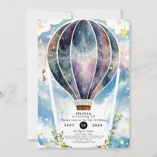 Leuke Pastel Hete Luchtballon Verjaardag Kaart (Voorkant)