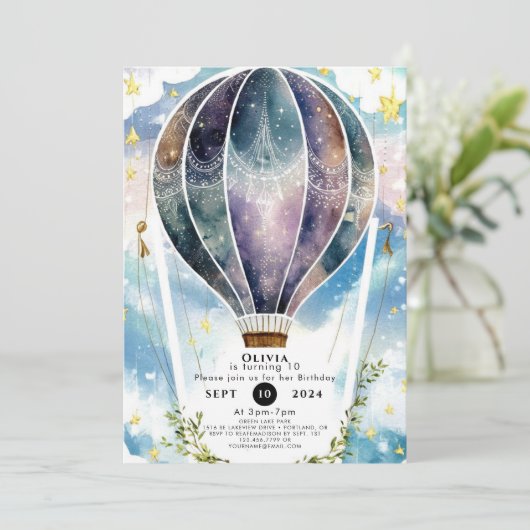 Leuke Pastel Hete Luchtballon Verjaardag Kaart (Staand voorkant)