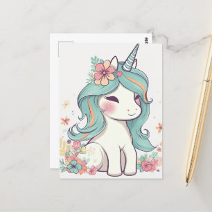 Leuke Pastel Kawaii Eenhoorn Briefkaart