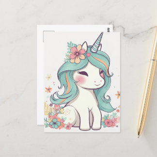 Leuke Pastel Kawaii Eenhoorn Briefkaart