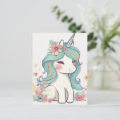 Leuke Pastel Kawaii Eenhoorn Briefkaart (Staand voorkant)