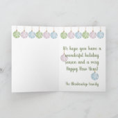 Leuke pastel kerstboomornamenten op maat kaart (Binnen)