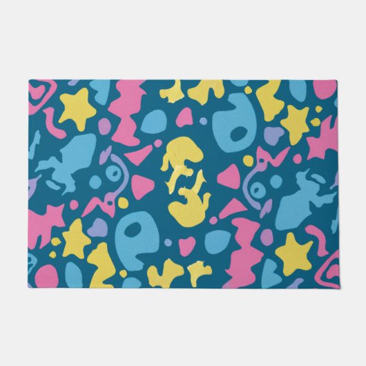 Leuke pastel kleurrijke levendige vormen deurmat (Voorkant)