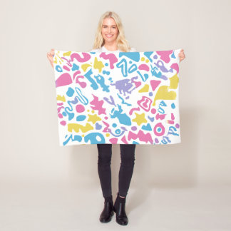 Leuke pastel kleurrijke levendige vormen fleece deken