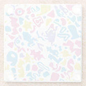 Leuke pastel kleurrijke levendige vormen glazen onderzetter (Achterkant)