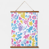 Leuke pastel kleurrijke levendige vormen hangend wandkleed (Voorkant)