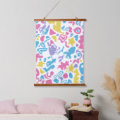 Leuke pastel kleurrijke levendige vormen hangend wandkleed (Slaapkamer)