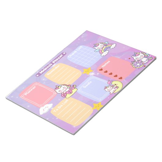 Leuke Pastel Magische Eenhoorn Sparkling Star Plan Notitieblok (Schuin)