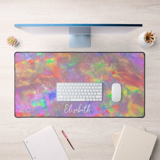 Leuke Pastel Paarse Kleurrijke Opal Girly Naam toe Bureaumat (Kantoor 1)