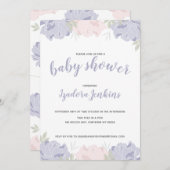 Leuke Pastel Pioenrozen Baby shower Party Kaart (Voorkant / Achterkant)