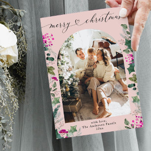 Leuke Pastel Roze 1 Foto Arch Kerst Kaart