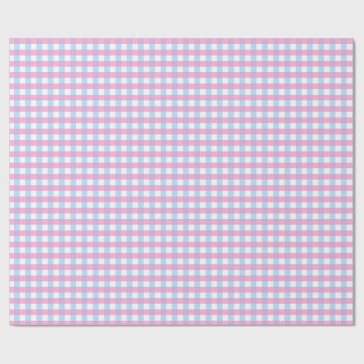 Leuke Pastel Roze Blauw Gingham Check Cadeaupapier (Vlak)