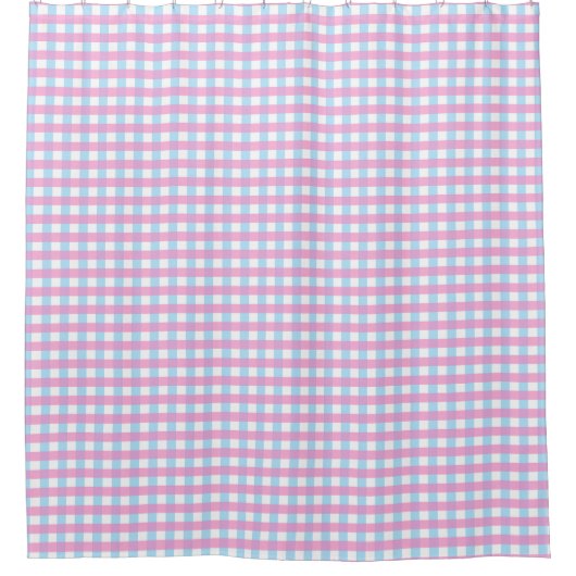 Leuke Pastel Roze Blauw Gingham Check Douchegordijn (Voorkant)