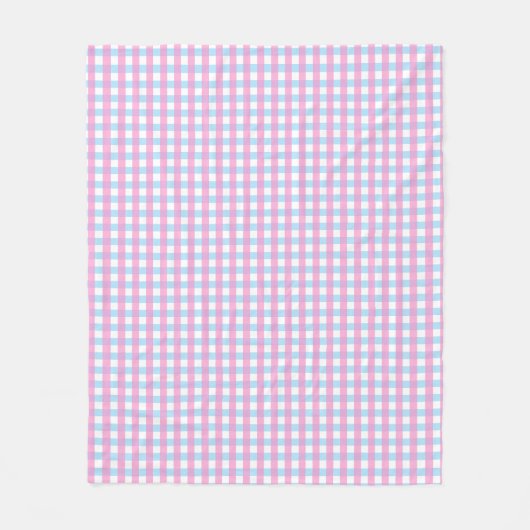 Leuke Pastel Roze Blauw Gingham Check Fleece Deken (Voorkant)