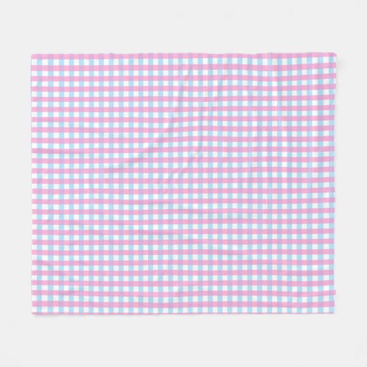 Leuke Pastel Roze Blauw Gingham Check Fleece Deken (Voorkant (Horizontaal))