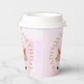 Leuke Pastel Roze Bloemen Eenhoorn Verjaardagsfees Papieren Bekers (Rechts)