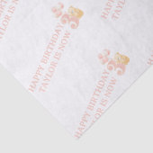 Leuke Pastel Roze Teddy Bear 3 jaar Cadeauverpakki Tissuepapier (Detail)