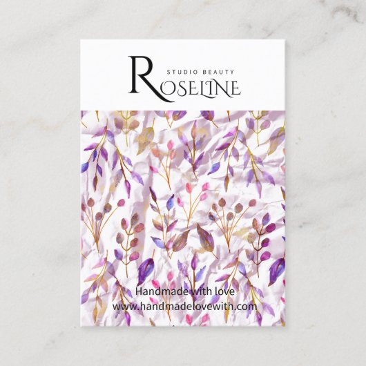 Leuke Pastel Spring Paarse Bloem Oorbel Display Visitekaartje (Voorkant)