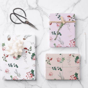 Leuke pastel tinten botanische vakantie inpakpapier vel