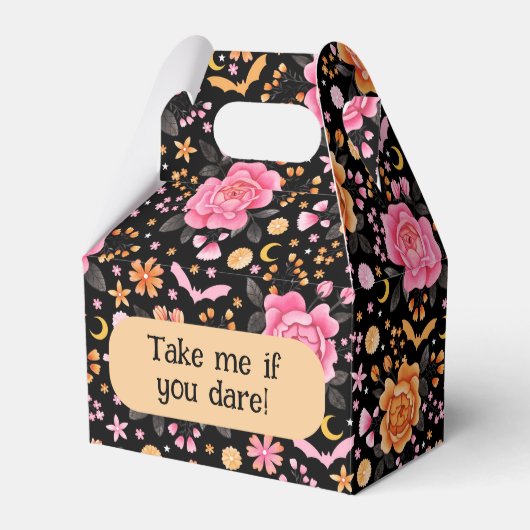 Leuke Pastel Vleermuizen Halloween en Bloemen Bedankdoosjes (Voorkant Zijde)