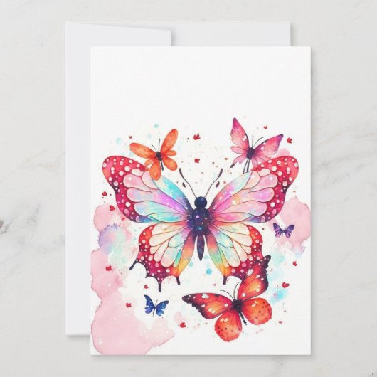 Leuke Pastel Vlinder Meisje Verjaardag Kaart (Achterkant)