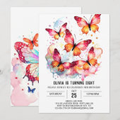 Leuke Pastel Vlinder Meisje Verjaardag Kaart (Voorkant / Achterkant)