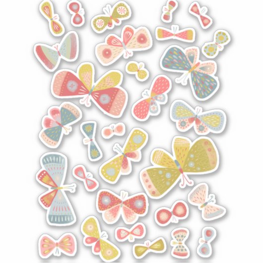 Leuke Pastel Vlinders Sticker (Voorkant)