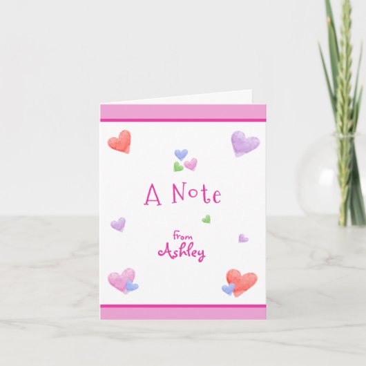 Leuke Pastel Waterverf Harten Bedankkaart (Voorkant)