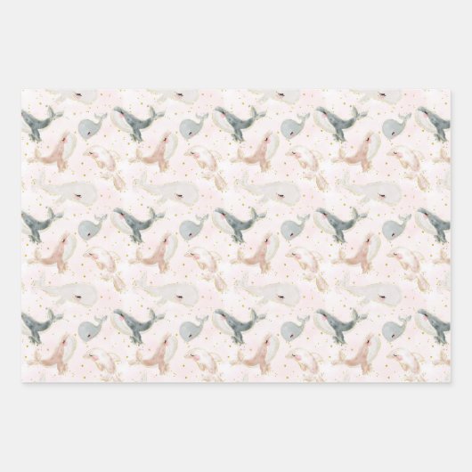 Leuke pastelwalvisballon onder het Zee Inpakpapier Vel (Voorkant 2)