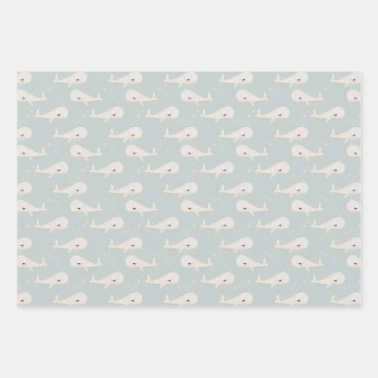 Leuke pastelwalvisballon onder het Zee Inpakpapier Vel (Voorkant)