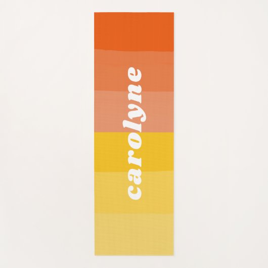 Leuke Patel Gele en Oranje Kleuren Aangepaste Naam Yogamat (Voorkant)